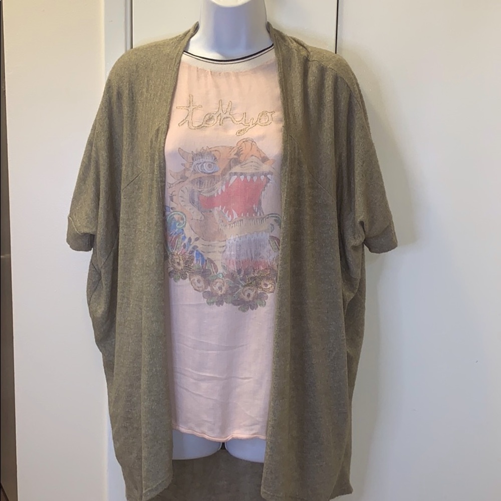 2/$30 Anthro Painted threads long batwing cardigan size XS